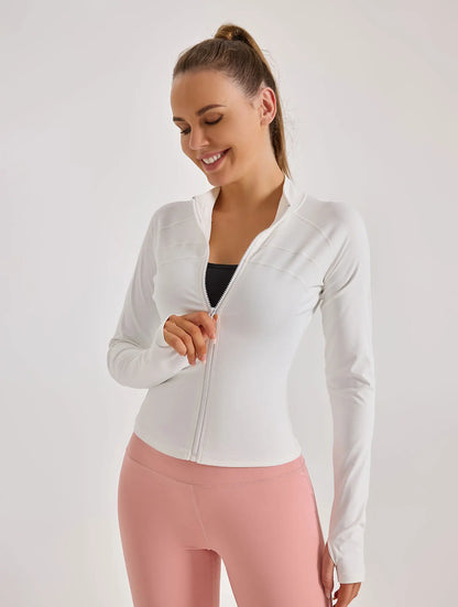 2025 New yoga coat short sports jacket women's fitness clothes slimming body sculpting zipper yoga jacket