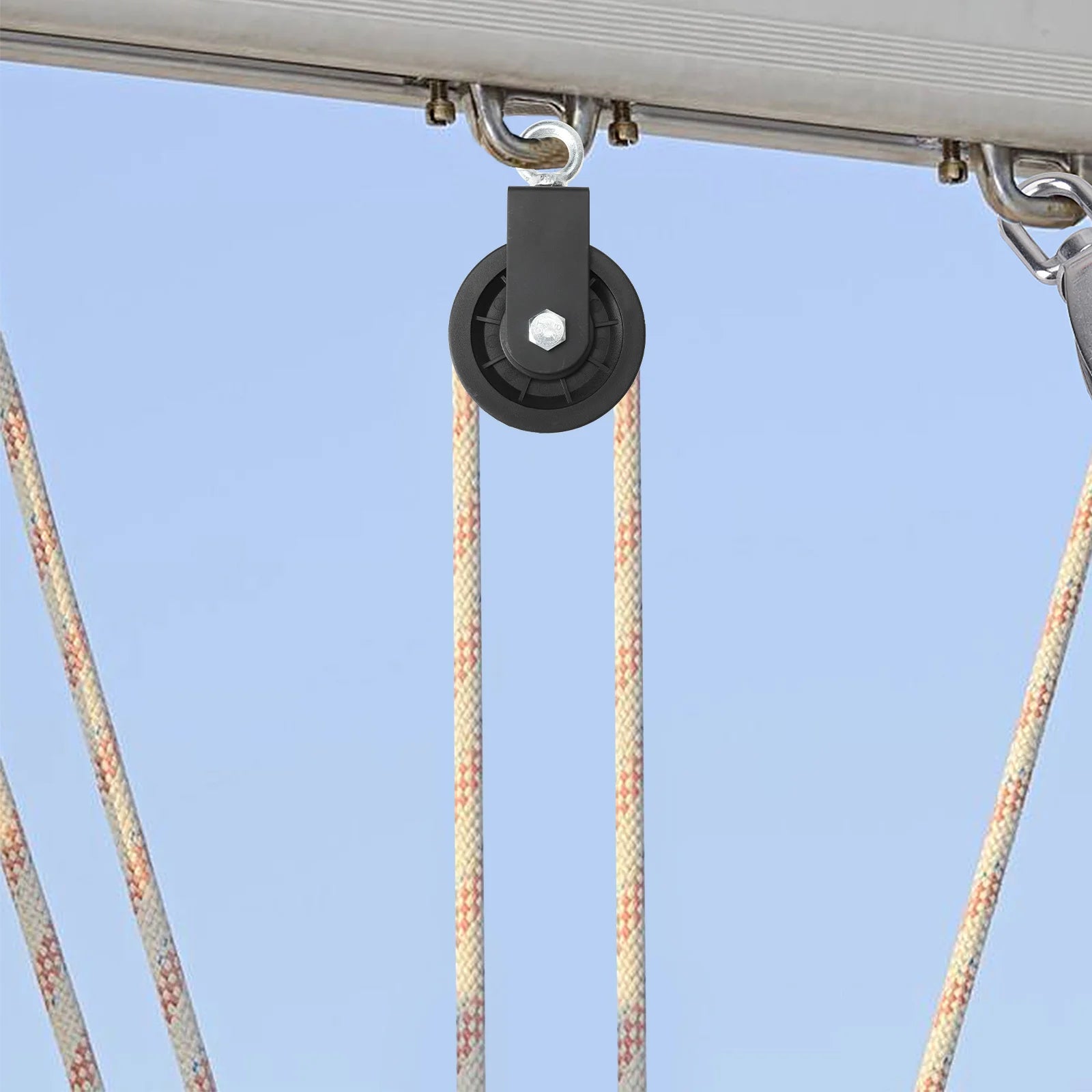 Small Gym Pulley Fitness Equipment Wheel For Machine Over Door Plastic Lifting Blocks Traction Steel Wire Rope Safe