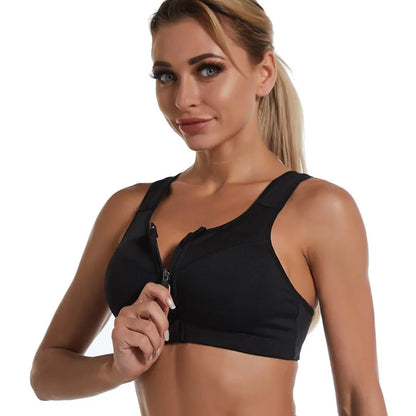 Sports Bra Women Front Zipper Push Up Gym Jogging Crop Tops Female Yoga Fitness Shockproof Vest Sujetadores Sport Bras for Women