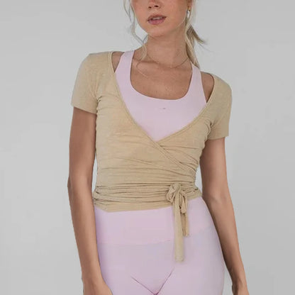 Yoga Workout Outfits Ladies Casual Slim Fit Bandage Crop Tops T-shirt + Fitness Legging Pants Women 2 Piece Sporty Matching Set