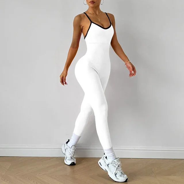 Jumpsuit Women Yoga Set Sexy Criss-Cross Back One-piece Bodysuit Fitness Quick-Dry High Elastic Sportswear Outfits Gym Clothing