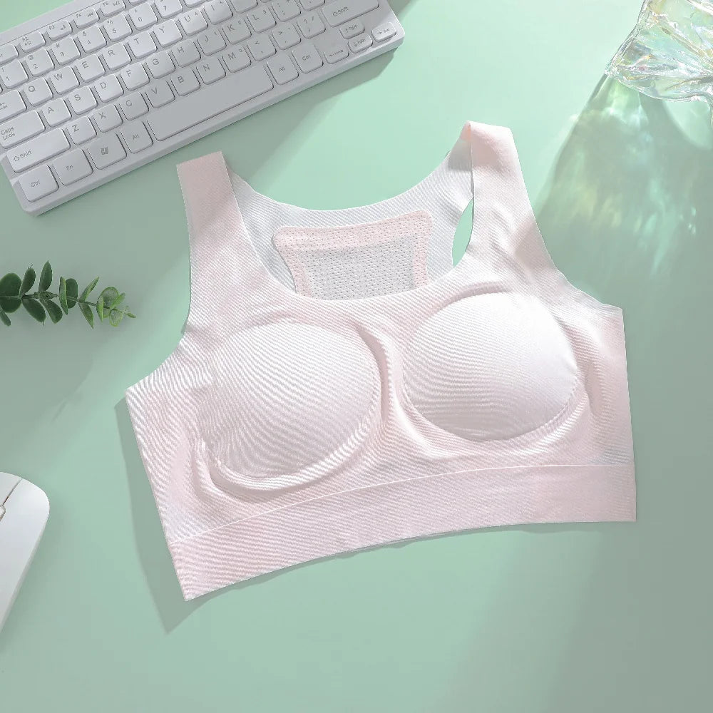 One-Piece Ultra Thin Breathable Bras for Women Ice Silk Seamless Sports Bras Female Wireless Padded Lift Pull Tank Tops Lingerie