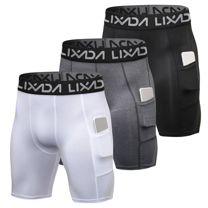 Lixada 3-Pack Men’s Sports Shorts – Active Workout Underwear with Pocket