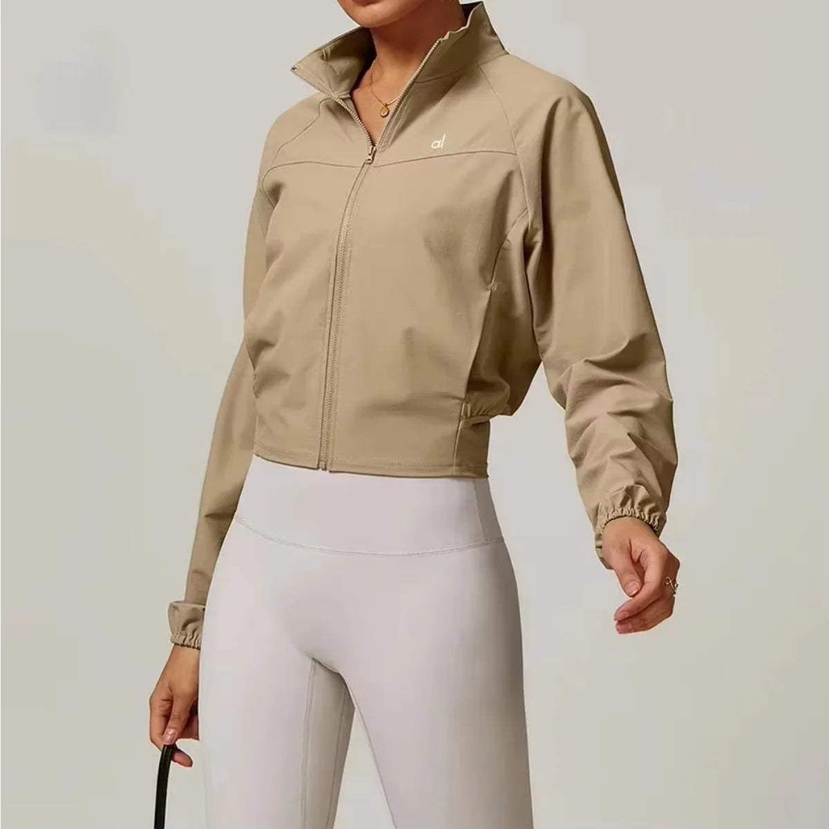 yoga Quick-drying Stand-up Neck Sports Jacket Women's Thin Windproof Outdoor Running Fitness Long-sleeved Yoga Jacket