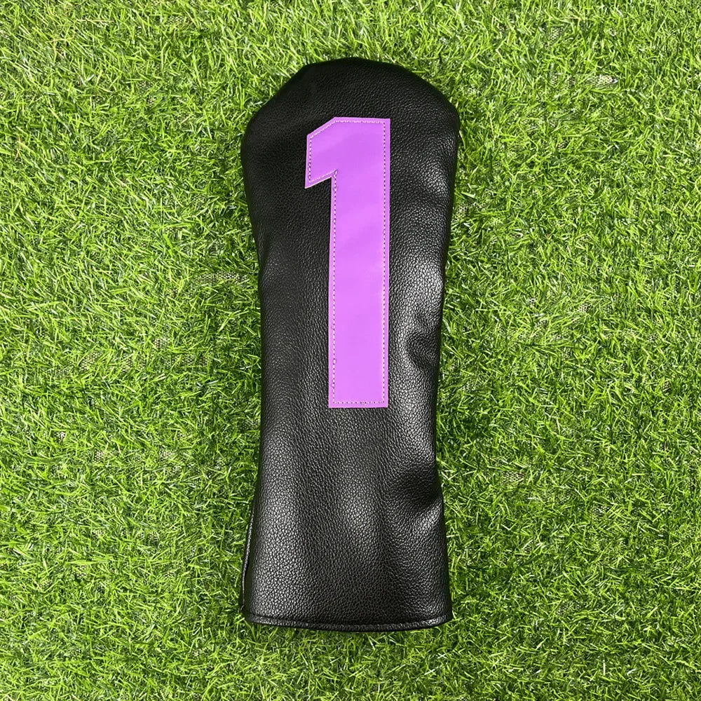 Golf club covers - white and green with large numbers, fits all clubs