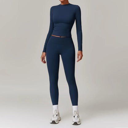 Fashion Yoga Suit Women Gym Sports Set Women Tracksuit Running Workout Sportswear Female Long Sleeve Sports Shirt Yoga Clothing