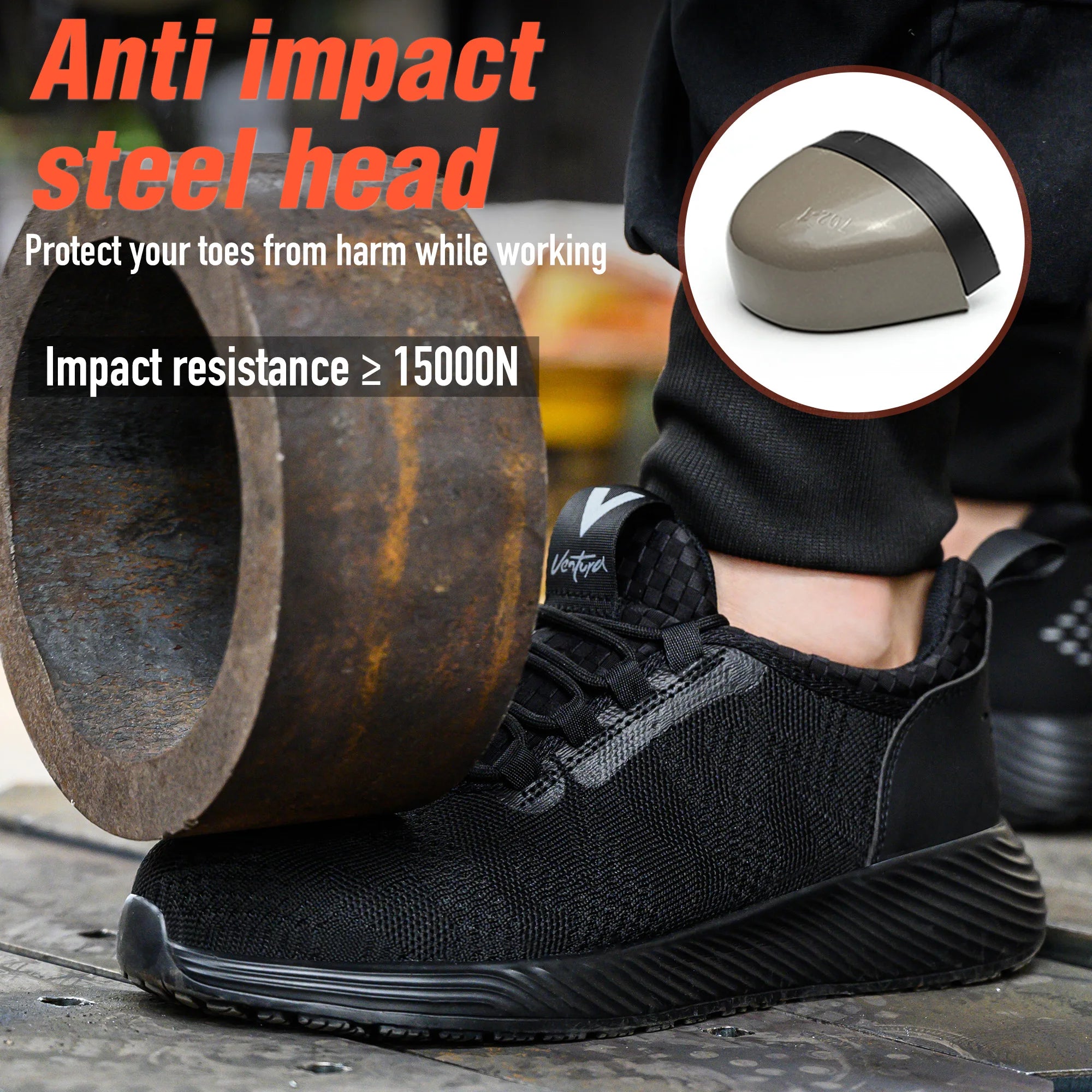 Safety Shoes Work Shoes Steel Toe Men Puncture-Protective Work Boots Indestructible Safety Lightweight