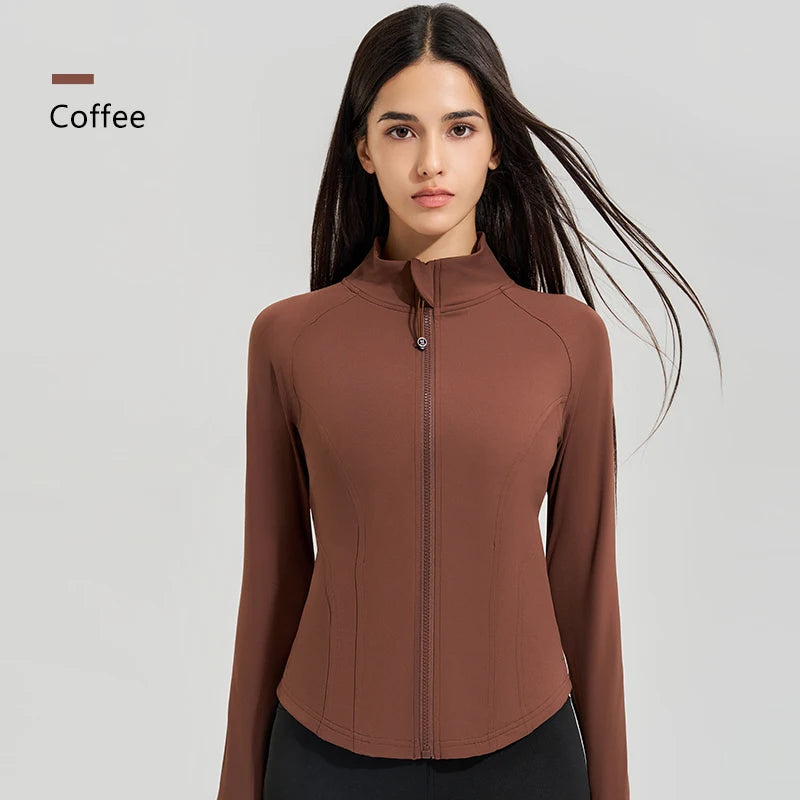 Exercise jacket yoga fitness clothing long-sleeved women four seasons running fast dry tight tops gym yoga jacket