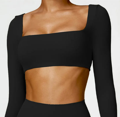 Nude Yoga Clothing Sets Women Long Sleeve Crop Tops Tight Shorts Suit Quick Dry Tracksuit Fitness Workout Outfits Gym Wear New