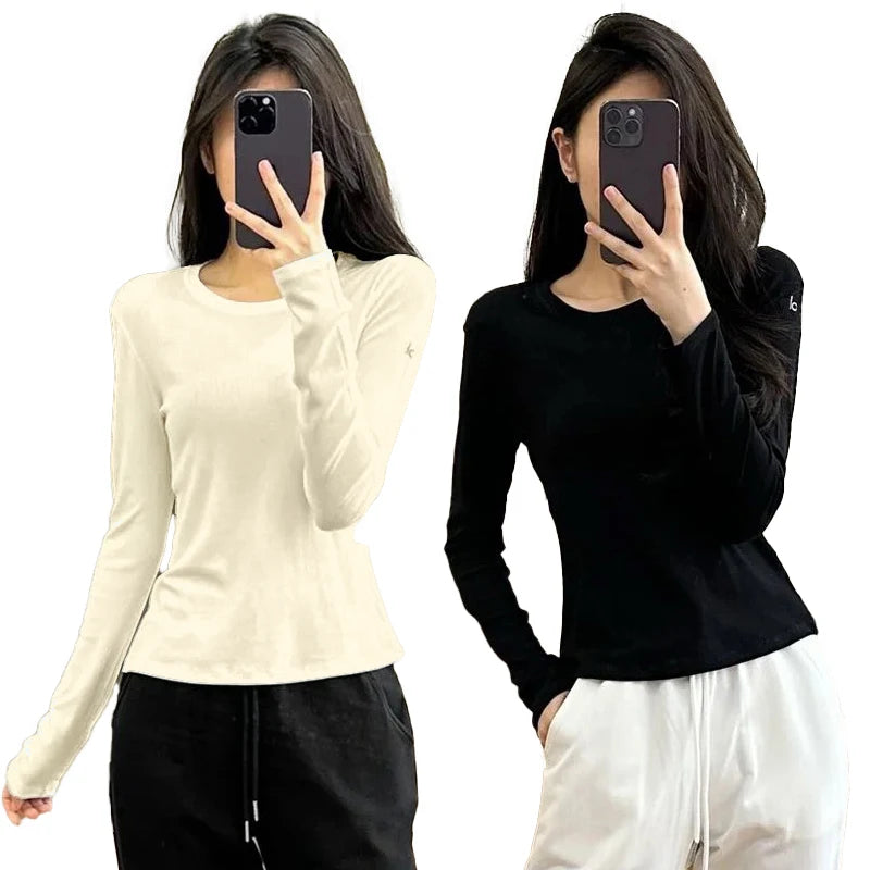 Fashion Long Sleeve Yoga Top Pilates Long Sleeved Base T-shirt Summer Outdoor Fitness Elastic Pullover
