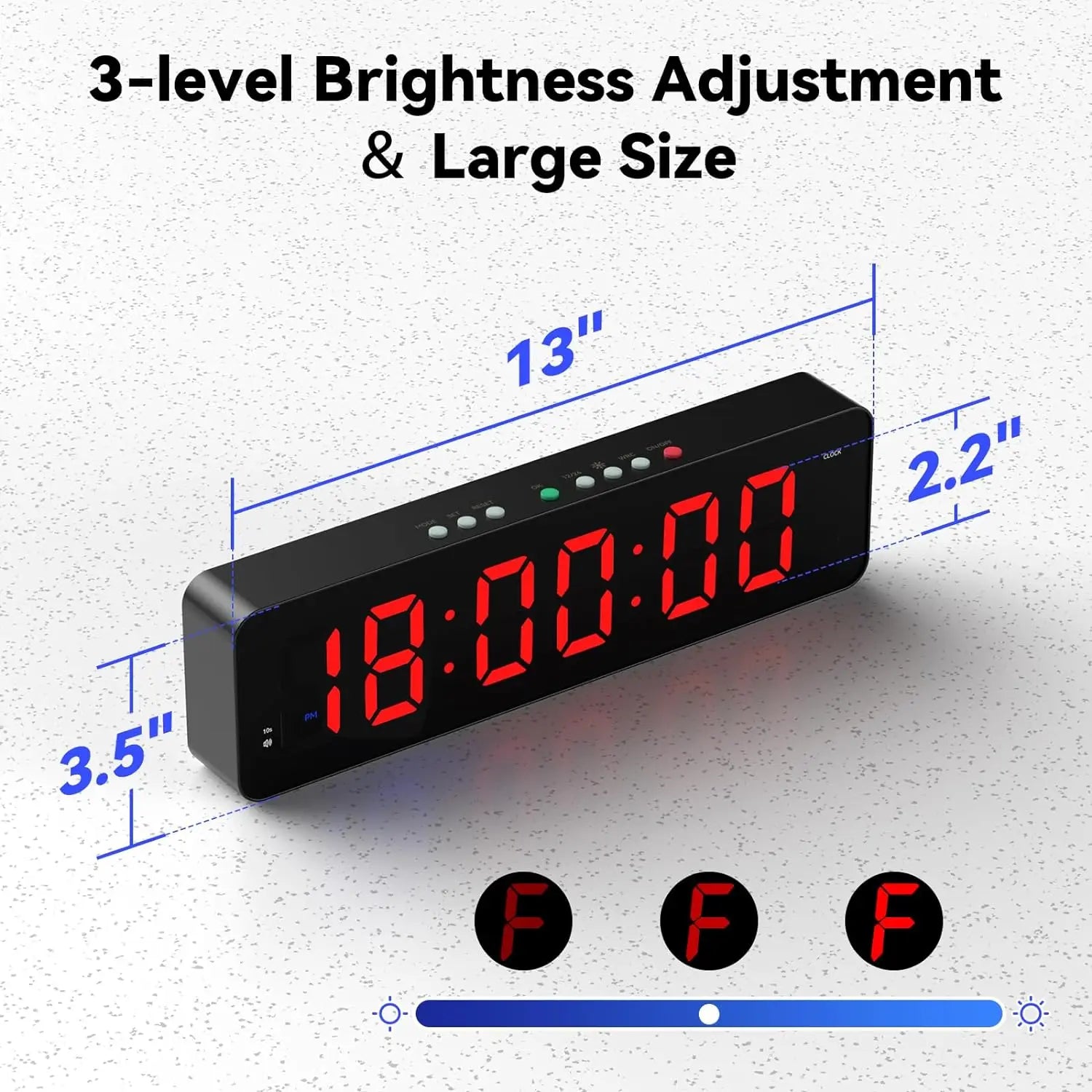 Gym Timer with Remote 11''x 3.5''Ultra-Clear Interval Timer with LED Countdown/Up Wall Clock  Power Fitness Timer Stopwatch
