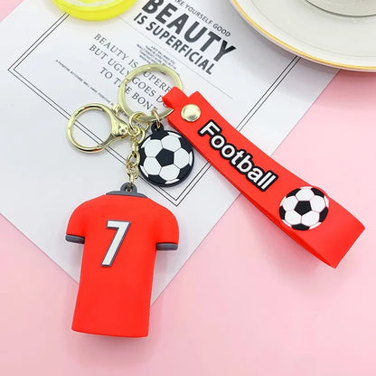 Football Player's Jersey Keychain Soccer Clothing Pendant Keyring Fashion Design Women Handbags Car Key Chain Gifts wholesale