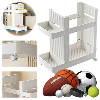 1p Gym Equipment Organizer Trolley with Wheels, Sports Storage Rack Yoga Mat Holder Basket Fitness Tools Organizer Portable Cart