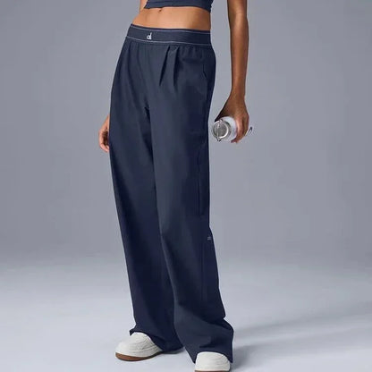 2025 Sports Yoga Pants Women High Waist Summer Casual Straight Leg Pants Comfortable Versatile Solid Trousers Women Clothing