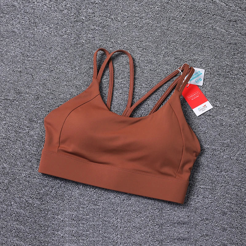 New Women's Sports Bra Padded Without Bones Cross Back Fitness Busty Underwear High Support Impact Running Gym Vest Yoga Bras