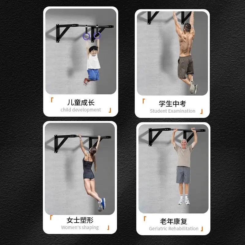 [Stable Triangle Structure] Wall Mounted Horizontal Bar Pull-up Home Indoor and Outdoor Fixed Dual Arm Fitness Equipment