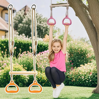 Trapeze Swing Gym Equipment Rings Bar Adjustable Sensory Ergonomic Stable Game For Kids Adults Children Backyard Playground