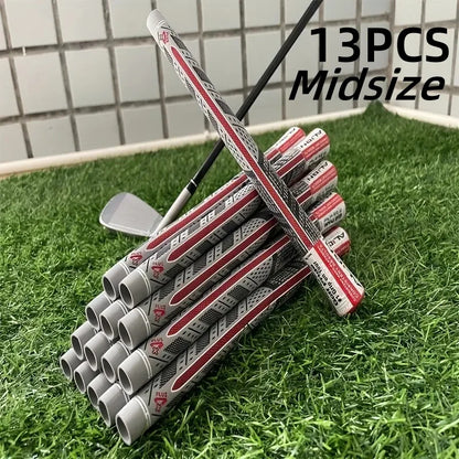 13pcs Golf Club Grips Set - Medium & Standard, Durable Rubber in Black, White, Blue, and Red with Textured Pattern for Enhanced