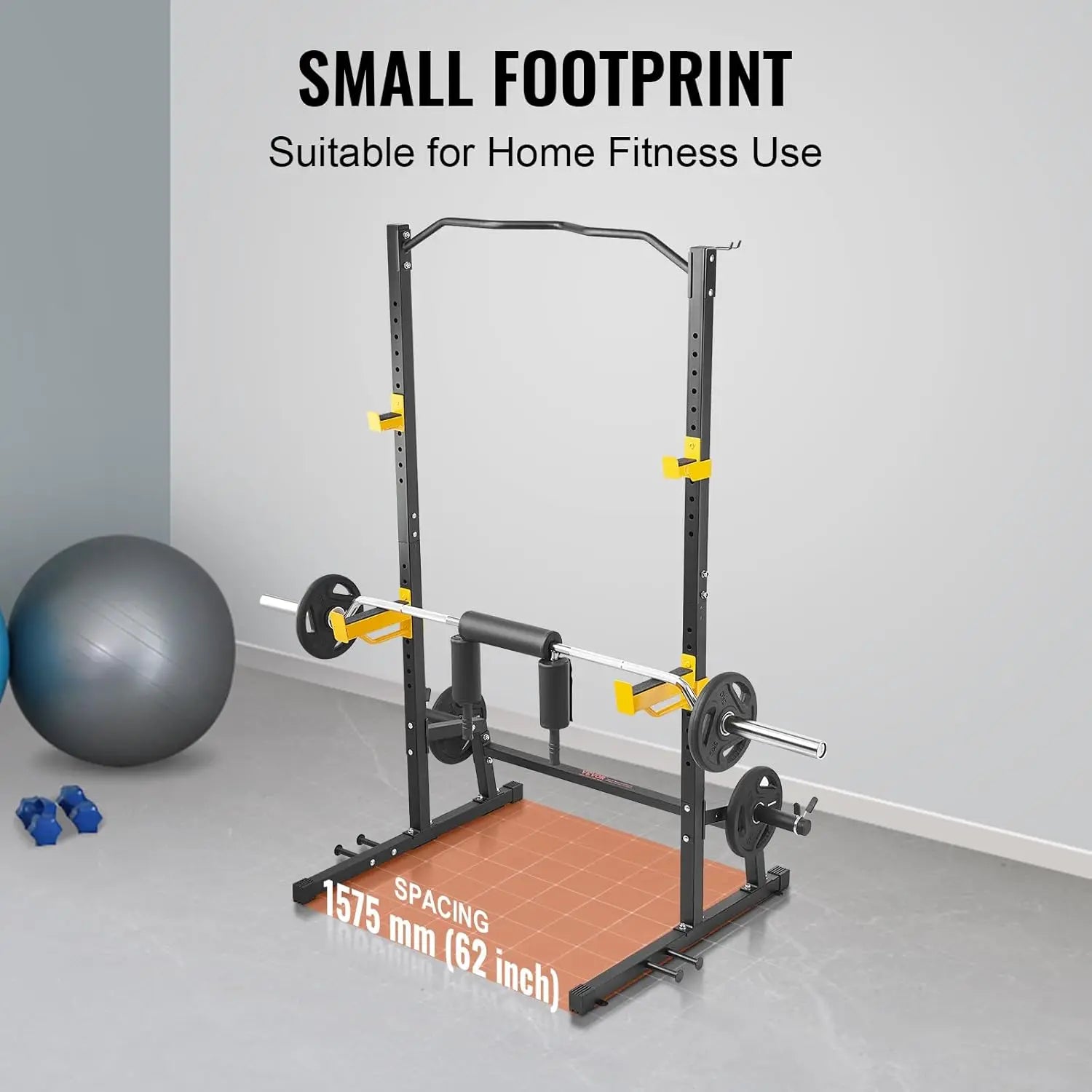 Squat Stand Power Rack,Multi-Functional Power Rack with Pull up Bar, Hook, and Weight Plate Storage Attachment, Adjustable Power
