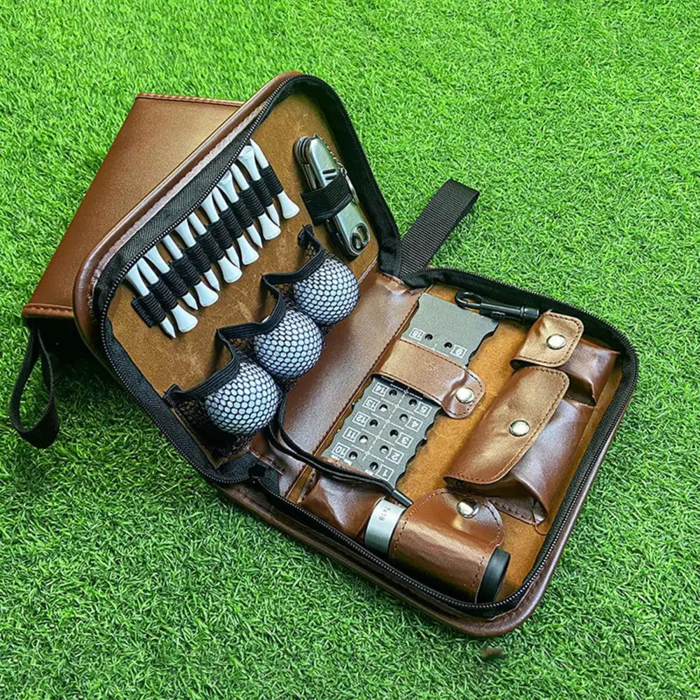 Golf Accessories Bag Faux Leather Storage Case Golf Balls Tees Divot Tool Rangefinder Scorer Waterproof Mini Telescope Golf Bags