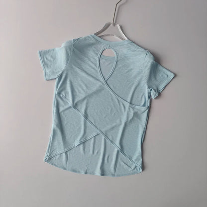 Yoga Short-sleeved Top for Women in Summer T-shirt Training Quick-drying Fitness Vest Pilates Slim Fit Slim Shirt Top Clothing