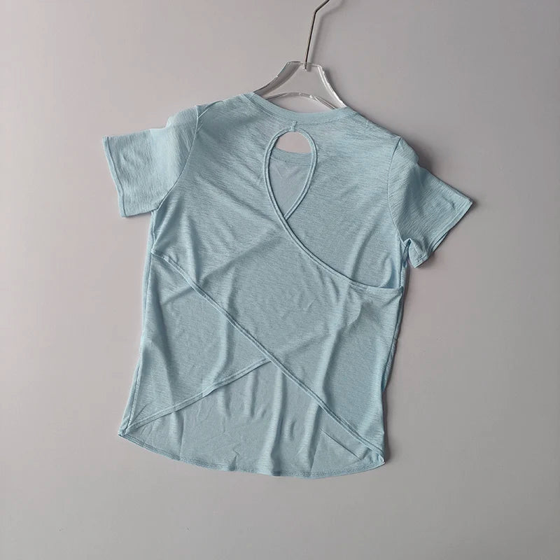 Yoga Short-sleeved Top for Women in Summer T-shirt Training Quick-drying Fitness Vest Pilates Slim Fit Slim Shirt Top Clothing