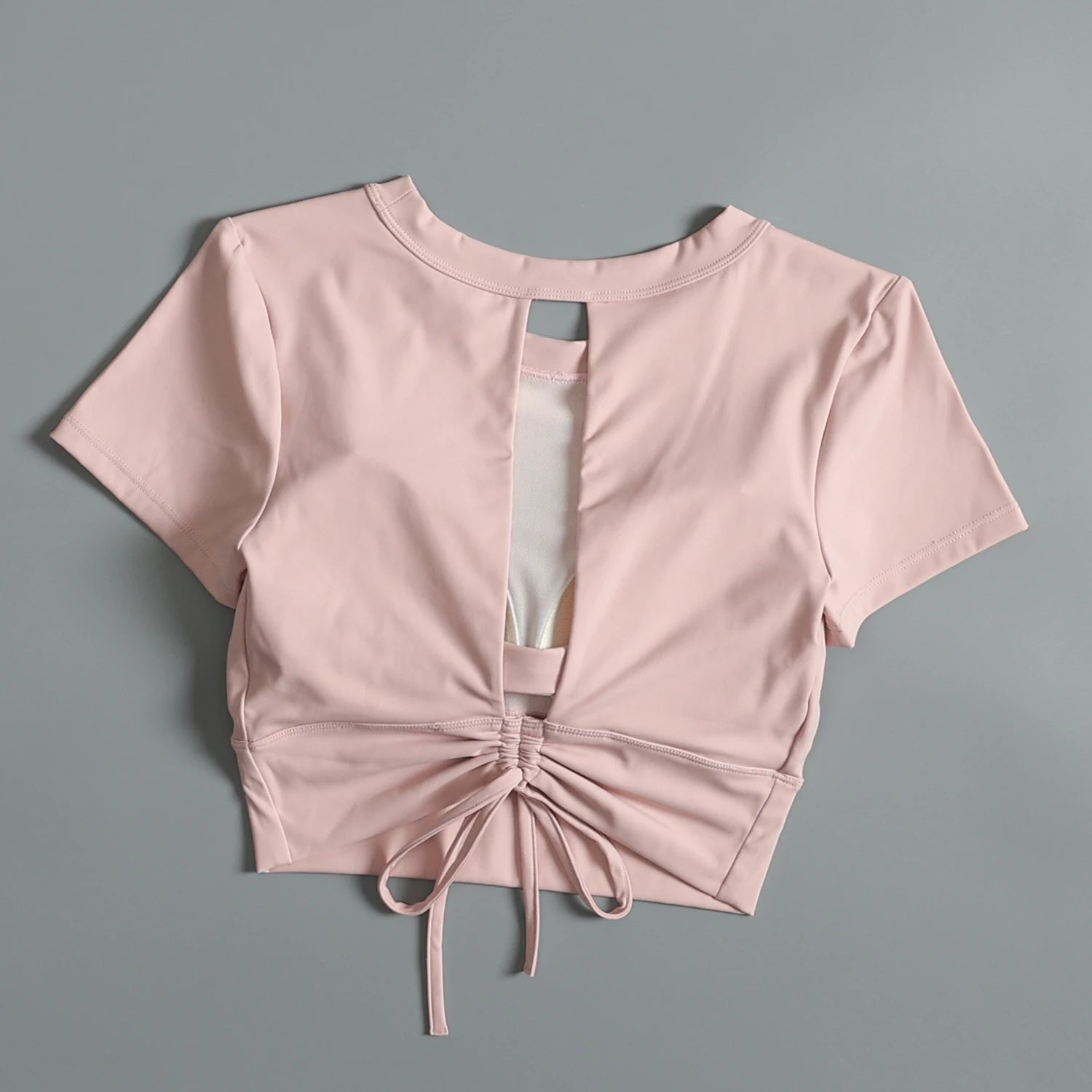 Yoga suit with chest pad sports beauty back fashionable quick-drying short-sleeved T-shirt running Pilates training fitness