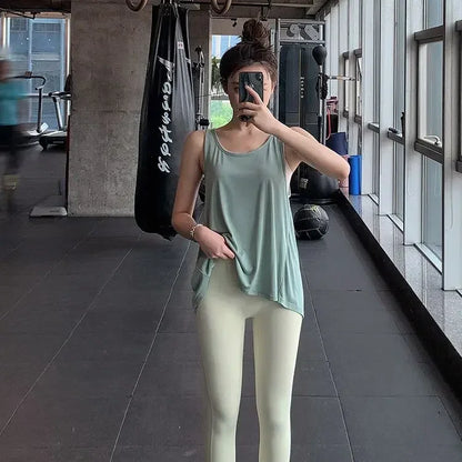 Yoga Clothes Vest Women's Beautiful Back Loose Fitness Top European and American Style