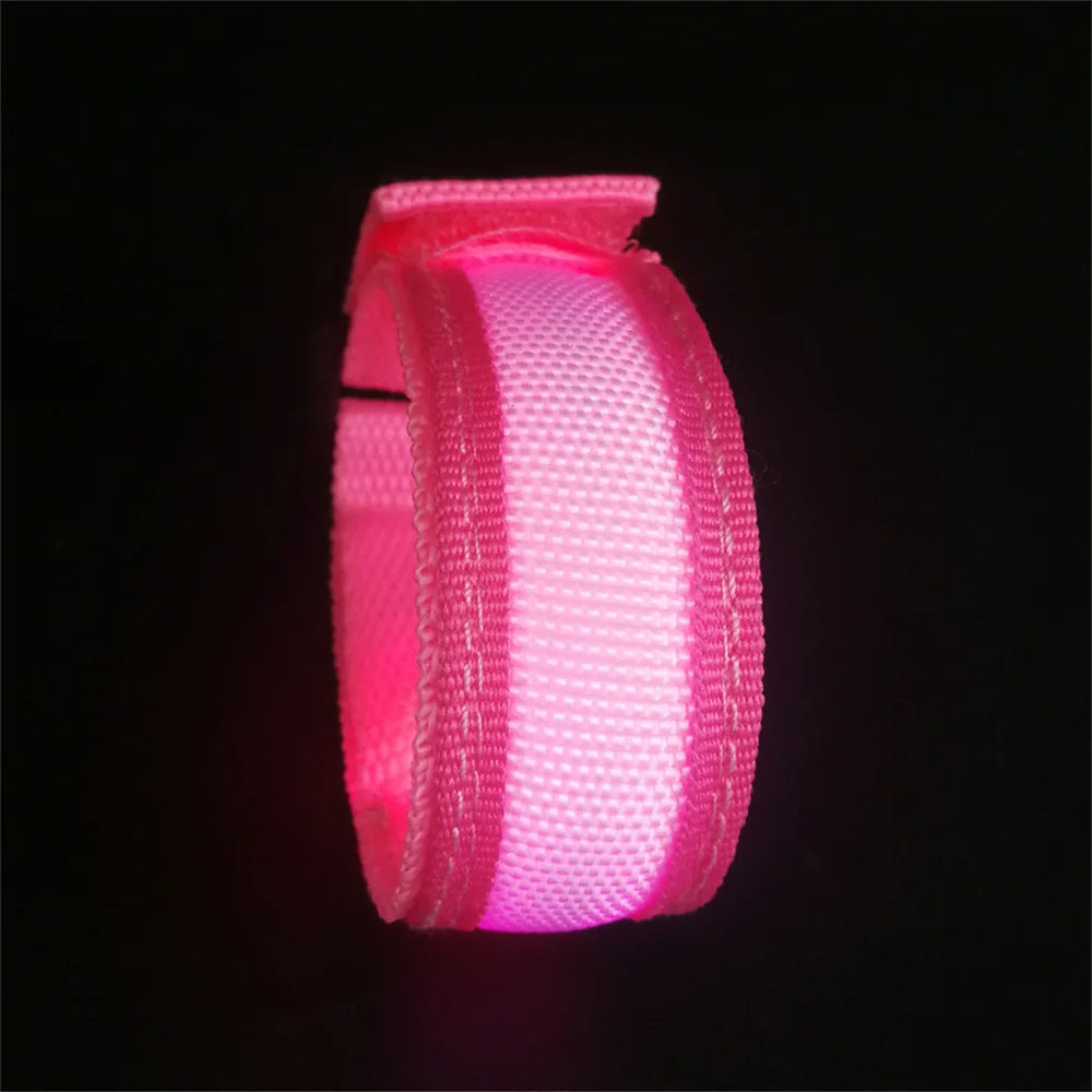 LED Reflective Bracelet Nylon Adjustable Armband Luminous Night Running Climbing Strap Outdoor Sports Safety Bright Band