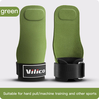 Gym Grips For Men Women Cowhide Palm Guards Weightlifting Fitness Workout Gloves Grips with Wrist Wraps Training Equipment