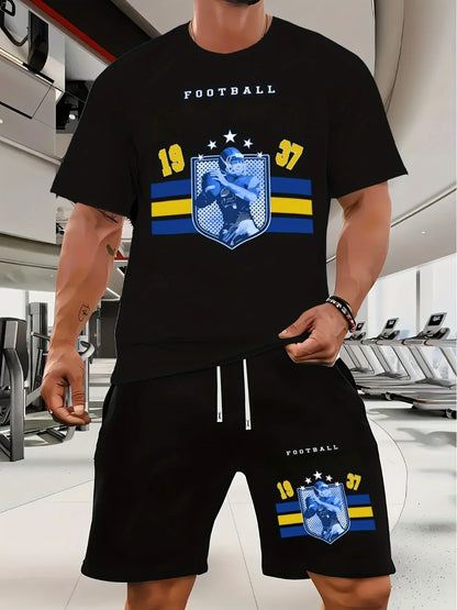 Soccer Team Men's Short Sleeve Shorts Two-piece Lightweight Team Graphic Printed Quick-Drying Breathable Soccer Sportswear