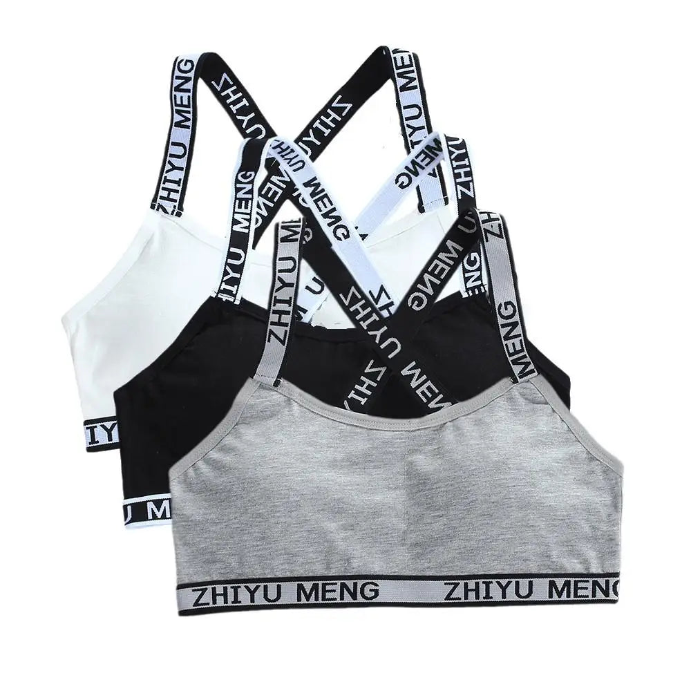 3pcs Puberty Girls Training Bras Kids Maiden Cotton Bra Underwear Teen Camisoles Tube Top Teenage Sport Bras Children's Lingerie