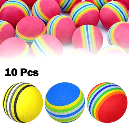 10PCS Foam Golf Balls Indoor Swing Training Practice Balls Rainbow Sponge Balls Golf Beginners Flexible Training Aid Accessories
