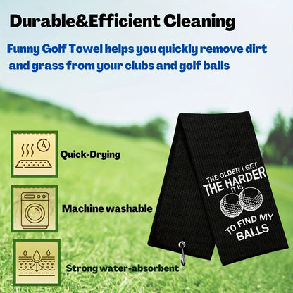 Funny Microfiber Premium Golf Towel, Embroidered Golf Towels for Golf Bags for Men&Women, Golf Accessories for Men Golfers