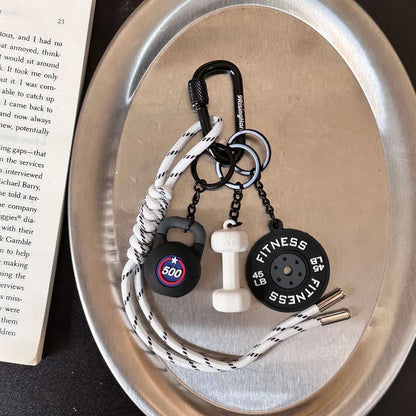 Mini Barbell Plates Key Chain with D-shaped Buckle Kettlebells Simulation Dumbbells Keyring Water Cups Creative