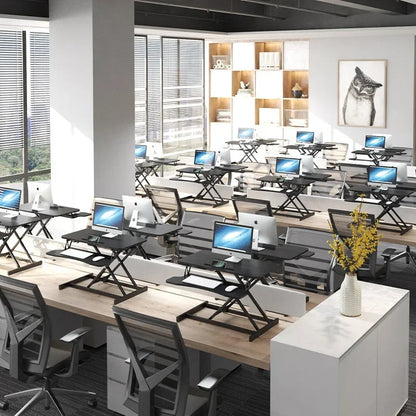 Height Adjustable Folding Standing Computer Desk with Keyboard Tray for Home Office Gaming Lift Laptop Table Stand Workbench