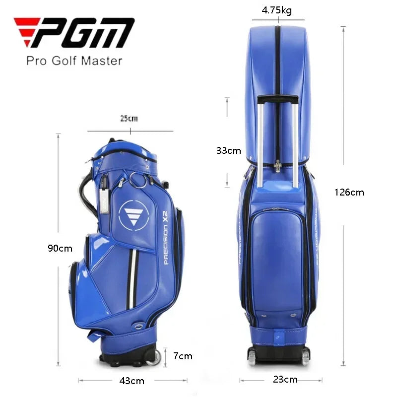 PGM Tie Rod Golf Standard Ball Bags Waterproof PU Stand Bags with Wheel Portable Multi-Functional Golf Package Can Put 13 Clubs