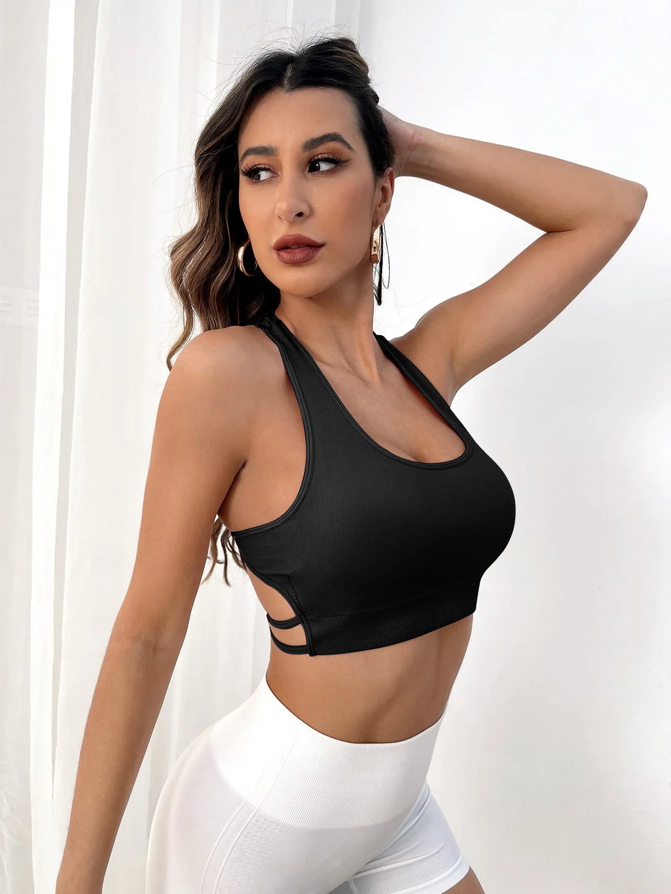 Sports Bras for Women Sexy Crisscross Back Seamless Padded Sports Bra Medium Support with Removable Pads