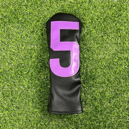 Golf club covers - white and green with large numbers, fits all clubs