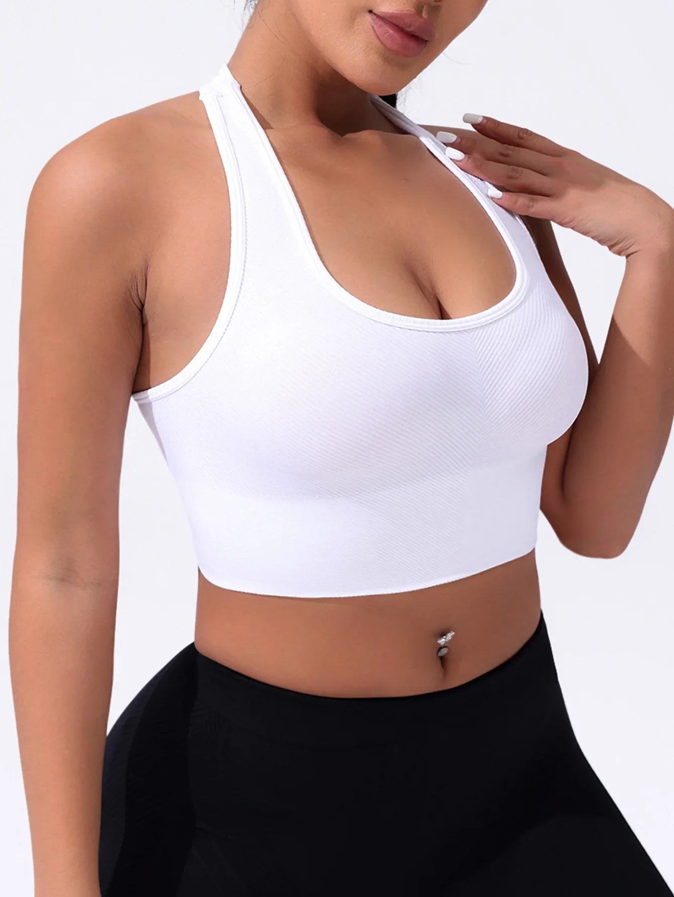 Seamless Sport Bras Gym Top High Intensity Underwear Running Training Yoga Bra Shockproof Ribbed  Fitness Yoga Vest Crop Top