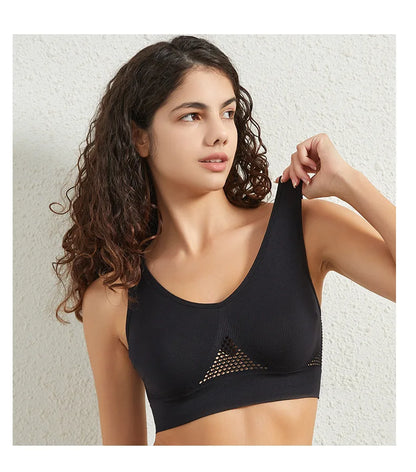 Sports bra for women with small breasts gathered for fitness running yoga and beauty Tank top without steel rings Large siz