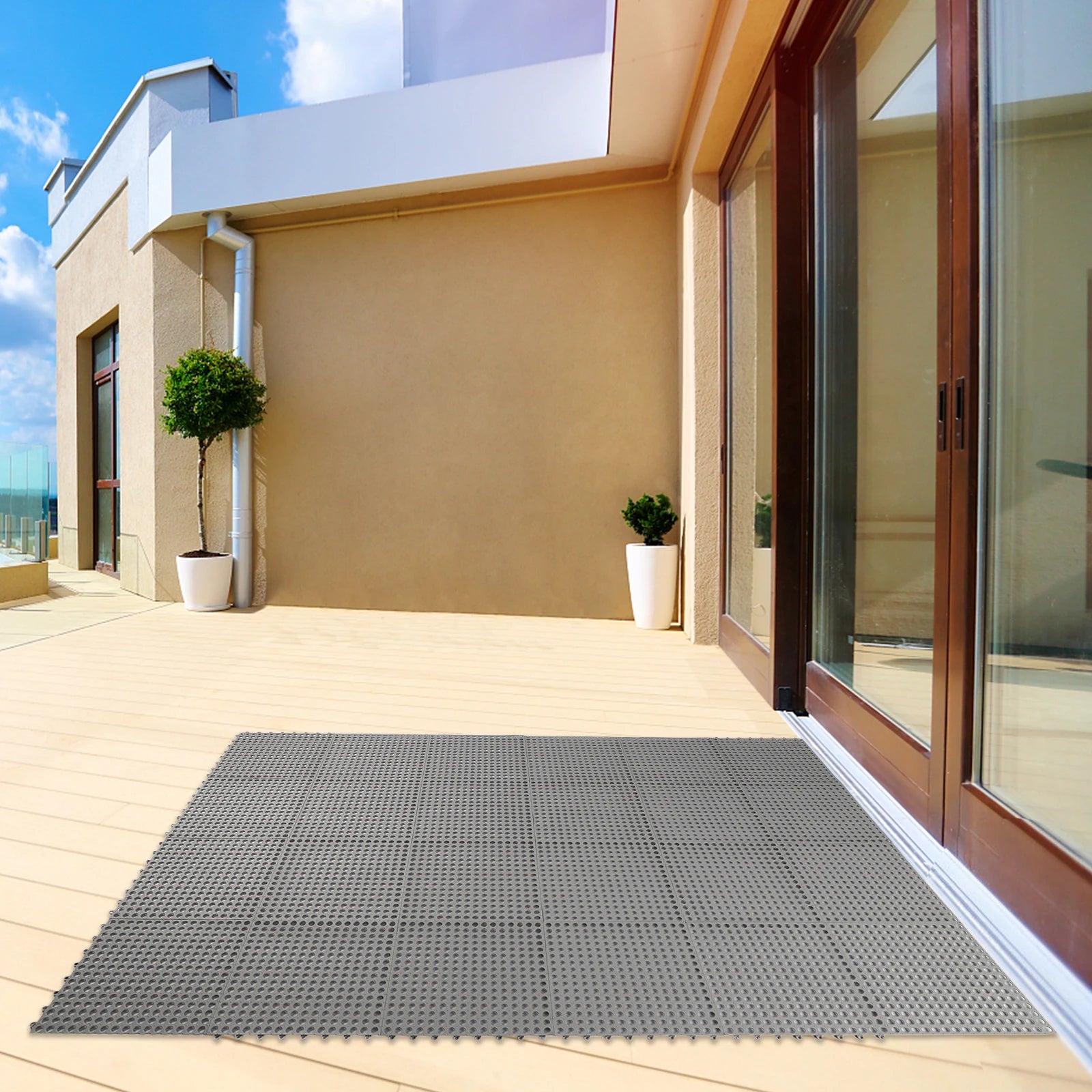 Interlocking Puzzle PVC Foam Gym Tile Floor Mats Cushion 24PCS 11.81" x 11.81" Non-Slip Pool Bathtub Floor Tiles Mats