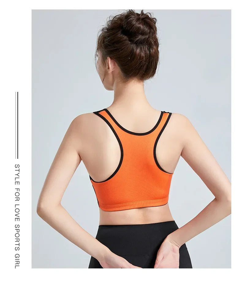 Sports Bra Women Push Up Front Zipper Shockproof Patchwork Gym Jogging Crop Top Female Running Fitness Vest Sport Bras for Women