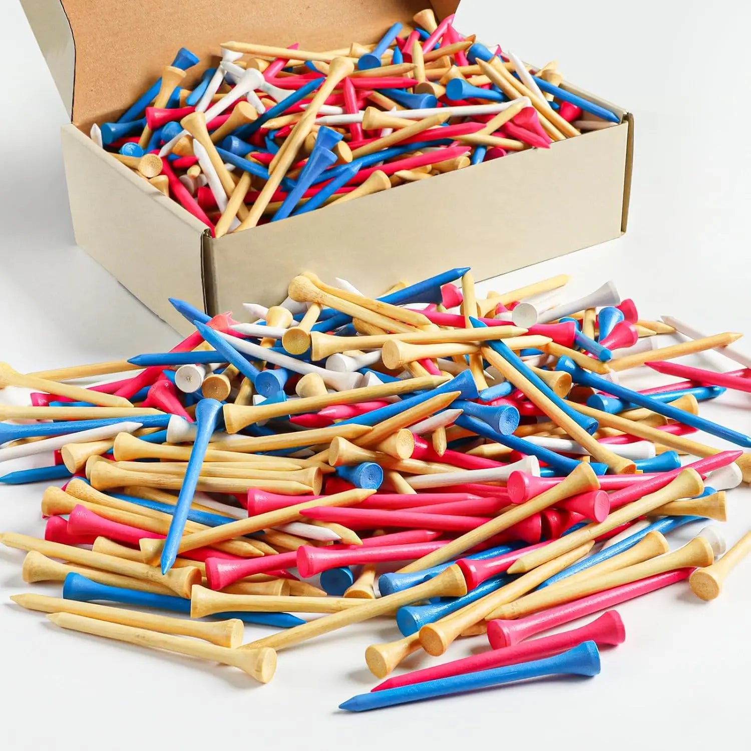 Bamboo Golf Tees 1000/500/250 PCS 2-3/4 & 3-1/4 inch Length | Bamboo Golf Tees, 7X Stronger Than Wood Golf Tees, Reduce Friction