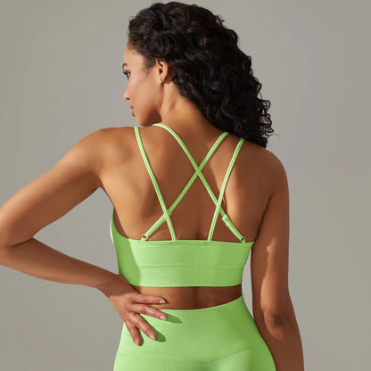 Women Sports Bra Sexy Yoga Bra Fitness Top for Gym Cross Straps Camisole Bra Seamless Workout Running Women Bra Yoga Clothing