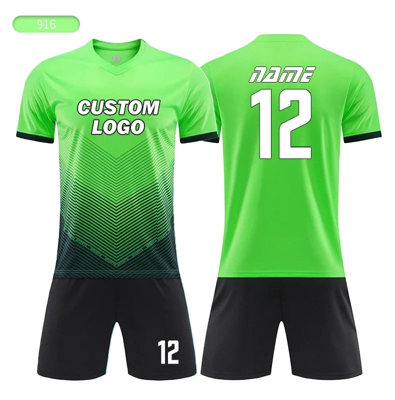Custom Soccer Uniforms Football Training Clothing Adults Kid Clothes Short Sleeve Printing Men Boys Soccer Clothes Sets Jls916