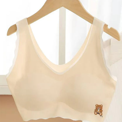 2pcs Sports Bras Women Ice Silk Comfortable Breathable Suitable For Girls Without Steel Rings Vest Bra Fashionable Lightweight