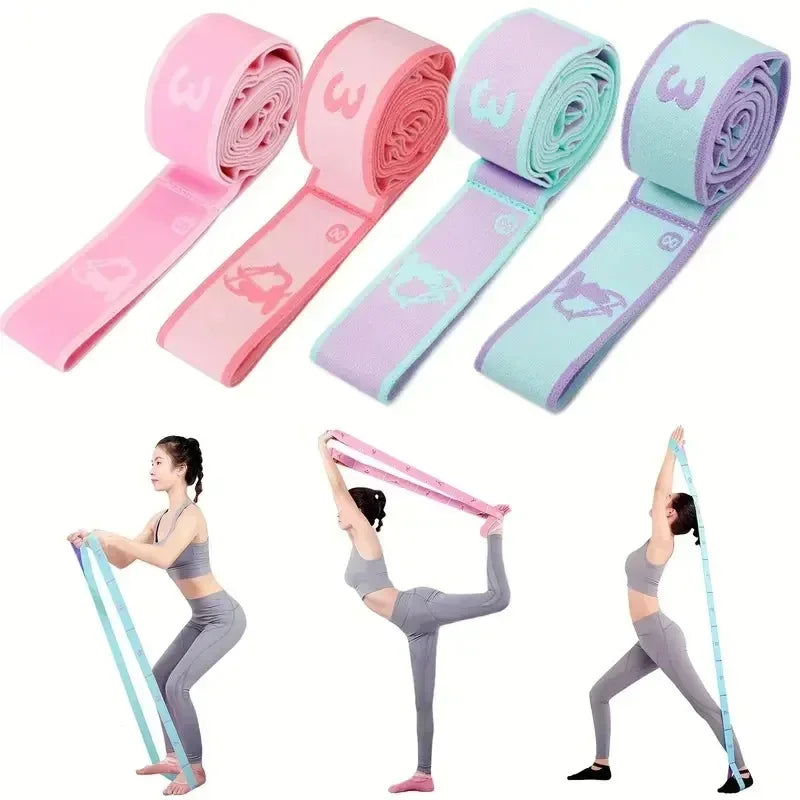 Eight Grid Resistance Band Yoga Auxiliary Stretching Belt Adult Fitness Training Elastic Bands Pilates Dance Loop Bands