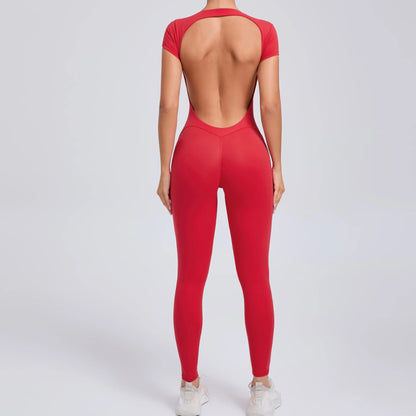 Yoga Set Sexy Backless One-piece Suit Female Rompers Quick Dry Yoga Clothing Workout Bodysuits Flared Sports Jumpsuit Women