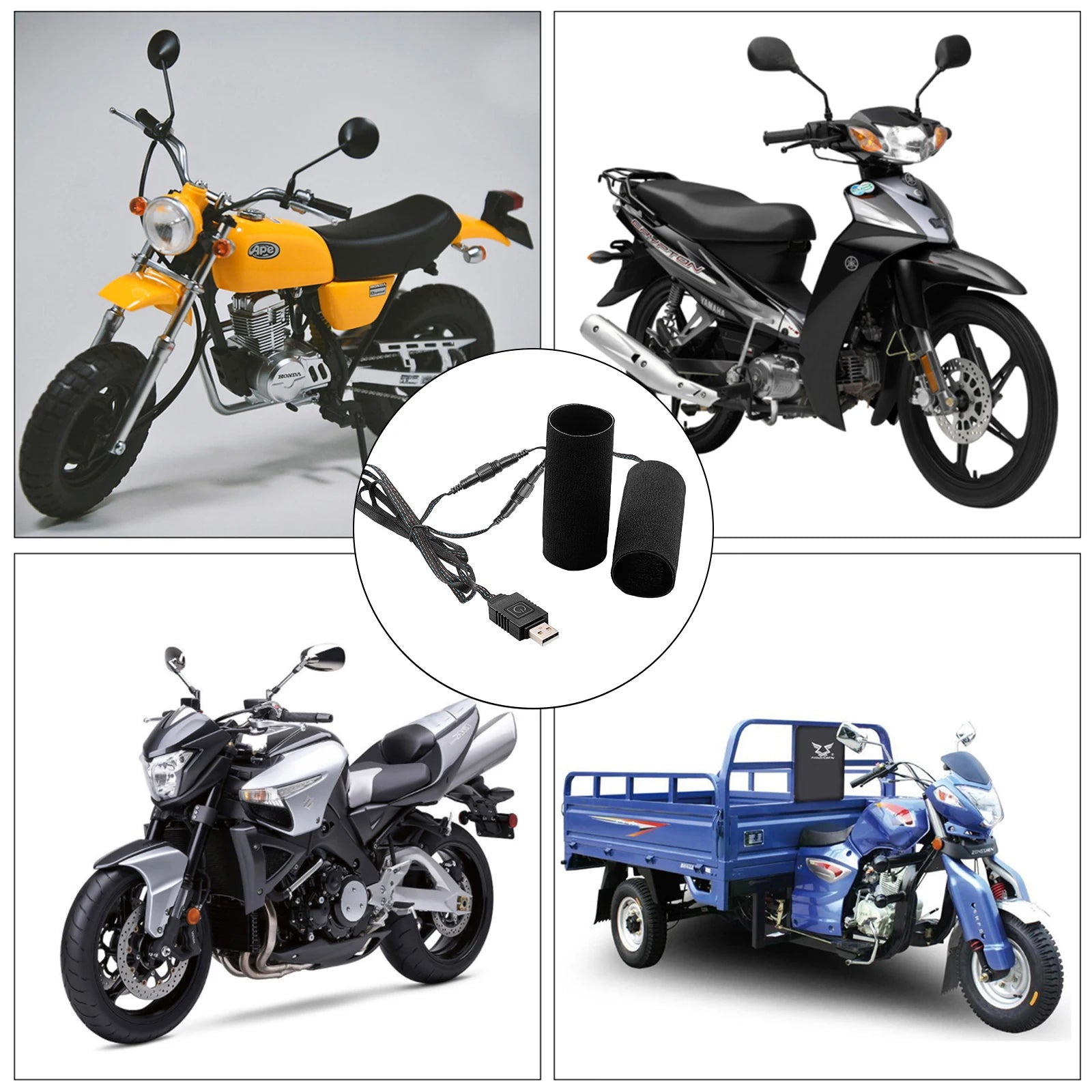 Extractme Motorcycle Heated Handgrips 5V USB 6 Gear Warmer Electric Heated Grip Cover Anti Vibration Anti Slip Fast Heating Kits